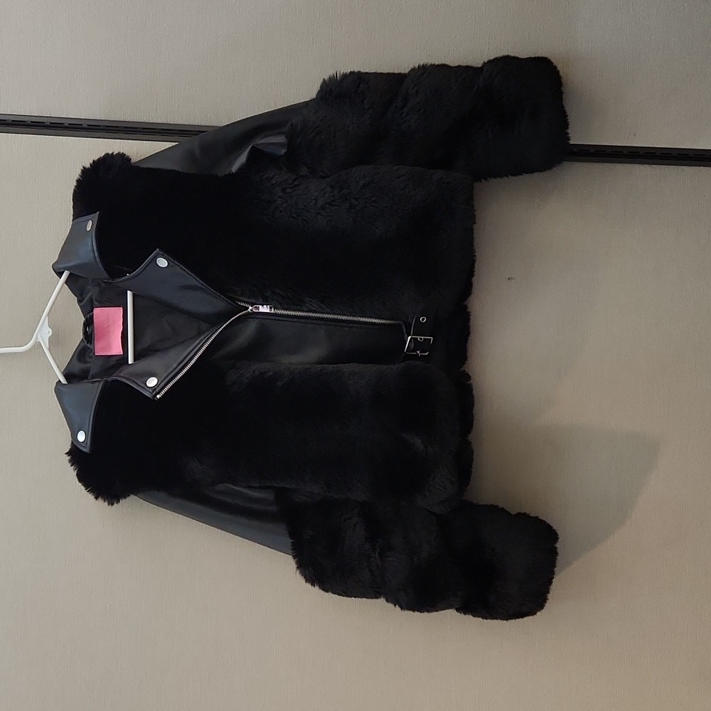 Azalea Wang Keep It Cute  Faux Fur Moto Jacket Size Large - Picture 2 of 16
